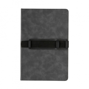 Logo trade business gift photo of: Deluxe hardcover PU notebook A5 with phone and pen holder