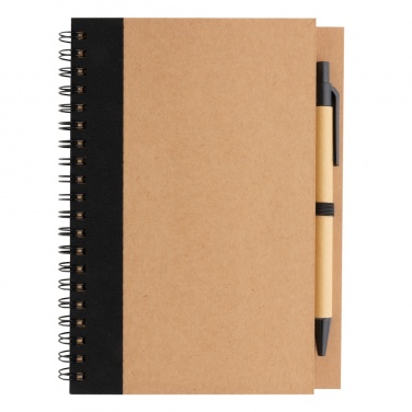 Logo trade promotional gifts image of: Kraft spiral notebook with pen