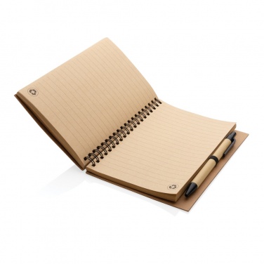 Logo trade promotional items image of: Kraft spiral notebook with pen