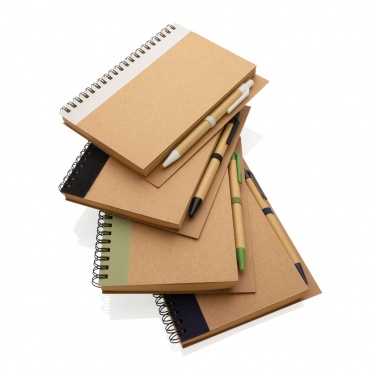 Logo trade advertising product photo of: Kraft spiral notebook with pen