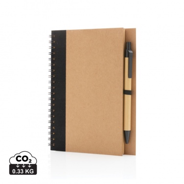 Logo trade business gifts image of: Kraft spiral notebook with pen