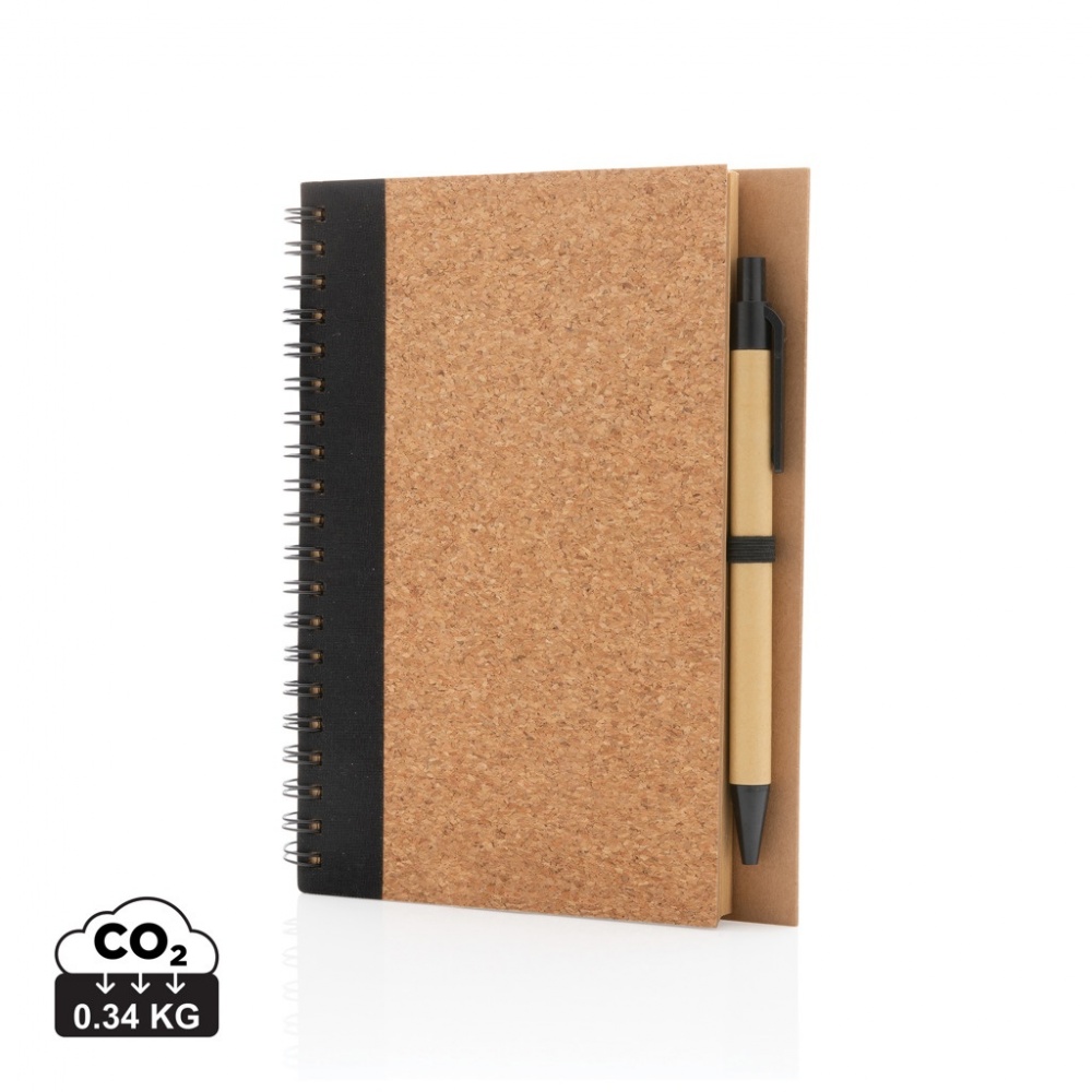 Logo trade promotional giveaways image of: Cork spiral notebook with pen