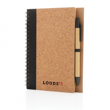 Logo trade promotional product photo of: Cork spiral notebook with pen