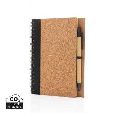 Logo trade promotional items image of: Cork spiral notebook with pen