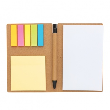 Logo trade business gifts image of: Kraft sticky notes A6 booklet with pen