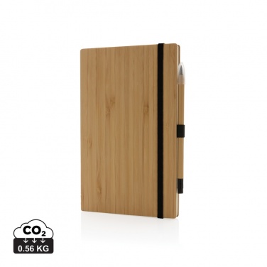 Logo trade promotional giveaways image of: Bamboo notebook and infinity pencil set