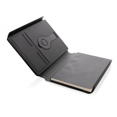 Logotrade advertising products photo of: Swiss Peak RCS rePU notebook with 2-in-1 wireless charger