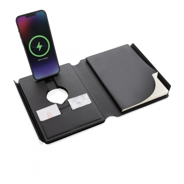 Logo trade corporate gifts image of: Swiss Peak RCS rePU notebook with 2-in-1 wireless charger