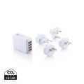 Travel plug with 4 USB ports, white