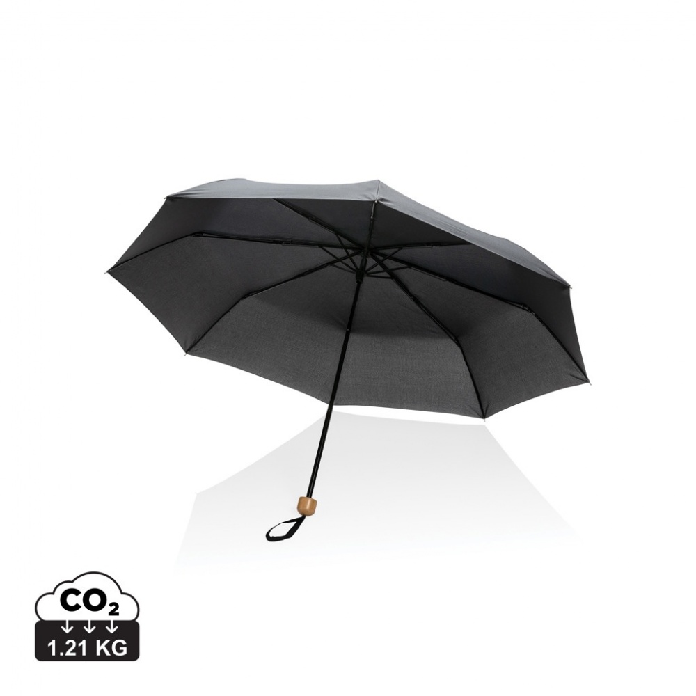 Logo trade advertising products picture of: 20.5" Impact AWARE™ RPET 190T Pongee bamboo mini umbrella