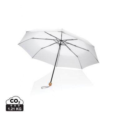 Logo trade advertising products image of: 20.5" Impact AWARE™ RPET 190T Pongee bamboo mini umbrella