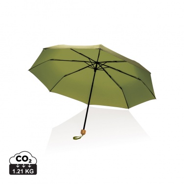 Logo trade promotional gifts image of: 20.5" Impact AWARE™ RPET 190T Pongee bamboo mini umbrella