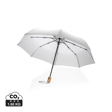 Logo trade promotional products picture of: 21" Impact AWARE™ RPET 190T bamboo auto open/close umbrella