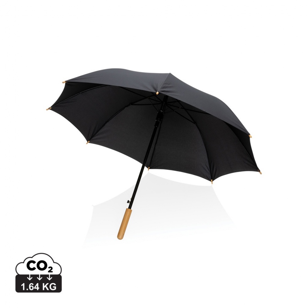 Logo trade promotional giveaways picture of: 23" Impact AWARE™ RPET 190T auto open bamboo umbrella