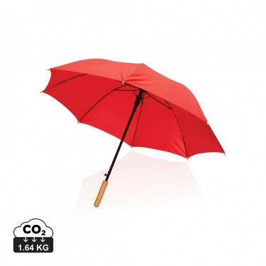 Logo trade corporate gift photo of: 23" Impact AWARE™ RPET 190T auto open bamboo umbrella