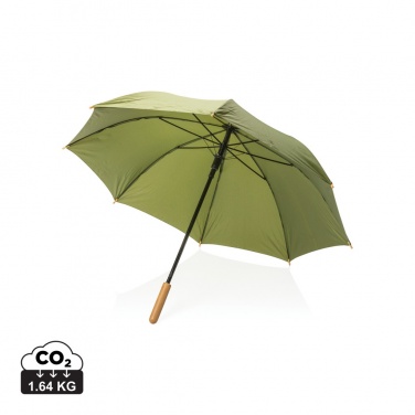 Logo trade advertising products image of: 23" Impact AWARE™ RPET 190T auto open bamboo umbrella