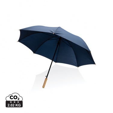 Logo trade promotional gifts picture of: 27" Impact AWARE™ RPET 190T auto open bamboo umbrella