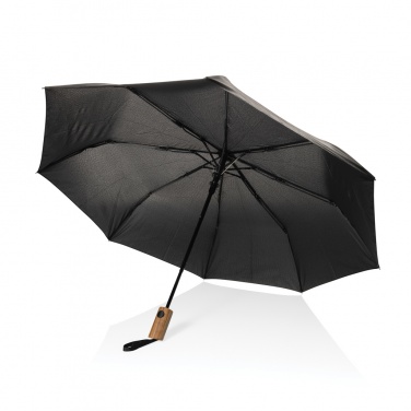 Logo trade promotional items image of: Kaycey 21" AWARE™ RPET Acacia wood mini auto open umbrella