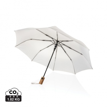 Logo trade promotional items picture of: Kaycey 21" AWARE™ RPET Acacia wood mini auto open umbrella