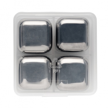 Logo trade promotional merchandise picture of: Re-usable stainless steel ice cubes 4pc