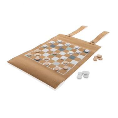 Logo trade business gift photo of: Britton cork foldable backgammon and checkers game set