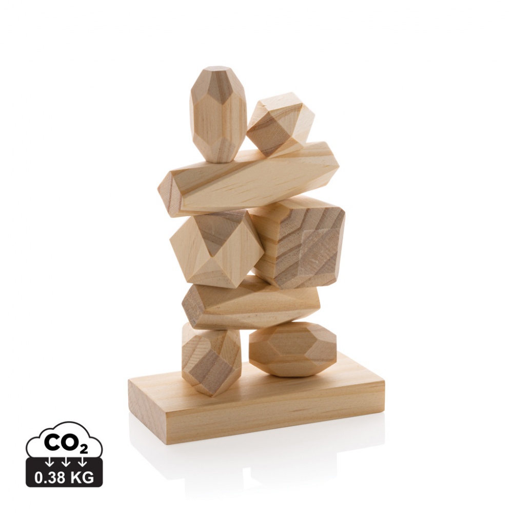 Logotrade promotional item picture of: Ukiyo Crios wooden balancing rocks in pouch