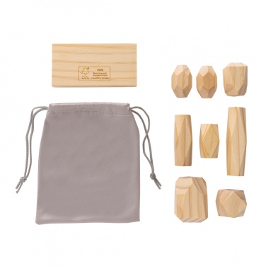 Logo trade business gift photo of: Ukiyo Crios wooden balancing rocks in pouch