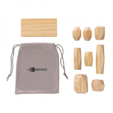 Logotrade corporate gift picture of: Ukiyo Crios wooden balancing rocks in pouch