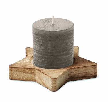 Logo trade promotional merchandise picture of: Candle on star wooden base