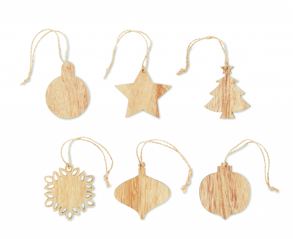 Logo trade promotional merchandise picture of: Set of wooden Xmas ornaments