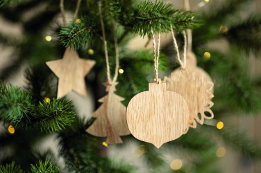 Logo trade corporate gifts image of: Set of wooden Xmas ornaments