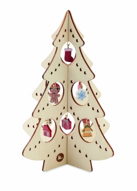 Logo trade promotional giveaways image of: Wooden Xmas tree decoration