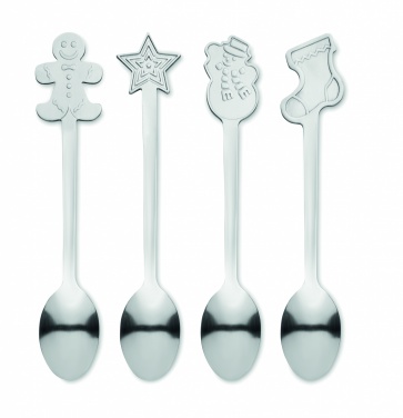 Logo trade corporate gifts picture of: Set of 4 Christmas tea spoon