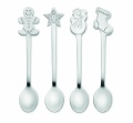 Set of 4 Christmas tea spoon, Matt Silver