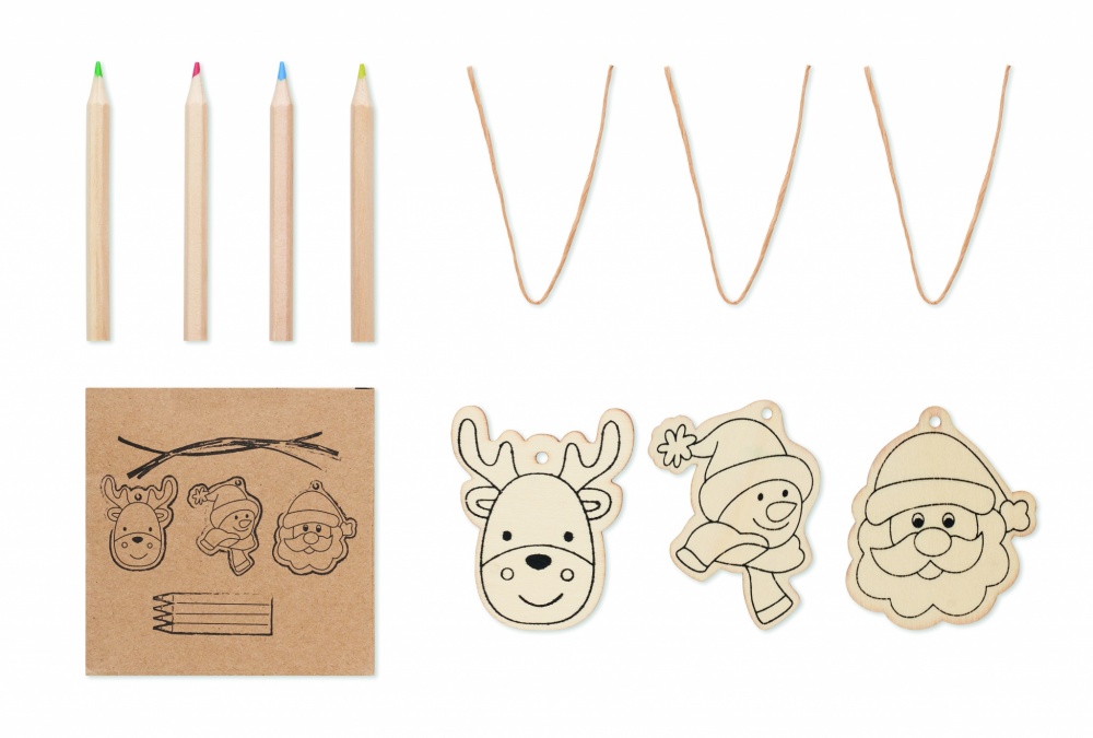 Logotrade promotional item picture of: Drawing wooden ornaments set