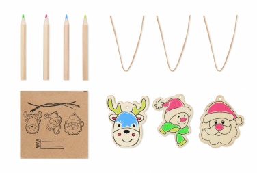 Logo trade promotional gifts image of: Drawing wooden ornaments set