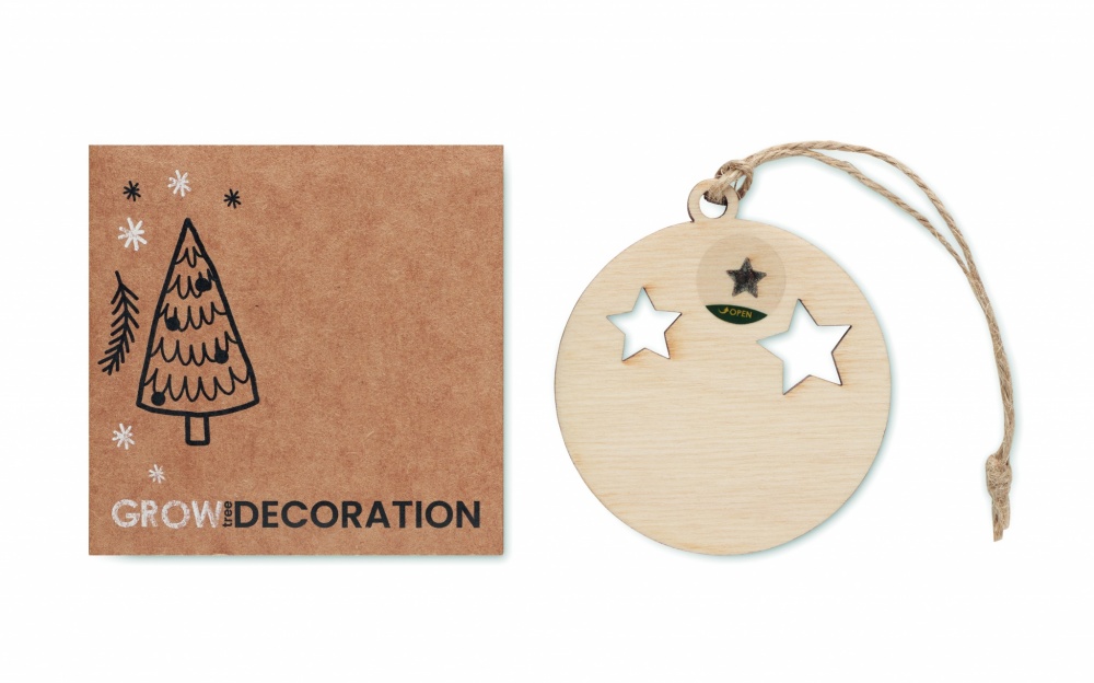 Logo trade promotional merchandise image of: Wooden bauble shape hanger