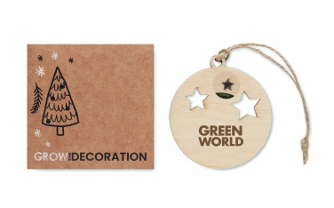 Logo trade corporate gifts image of: Wooden bauble shape hanger