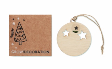 Logo trade business gifts image of: Wooden bauble shape hanger