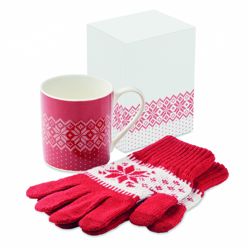 Logo trade advertising products image of: Winter gift mug and gloves set