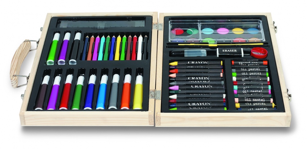 Logo trade promotional merchandise image of: Artist's set in wooden box