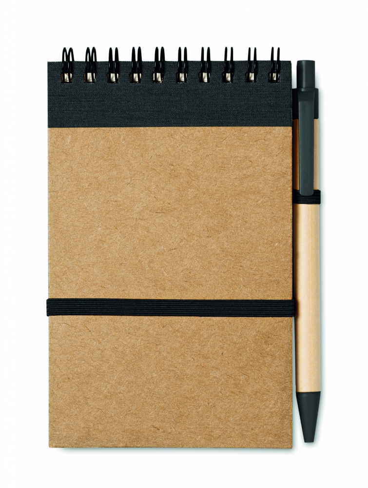 Logo trade business gifts image of: A6 recycled notepad with pen