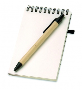 Logo trade promotional merchandise photo of: A6 recycled notepad with pen