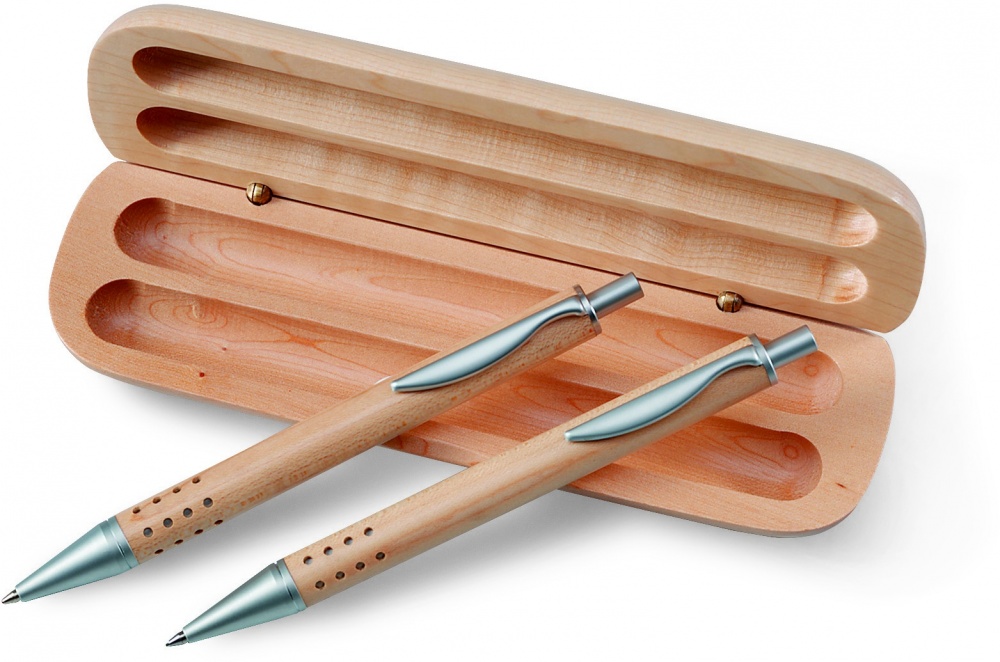 Logo trade promotional merchandise image of: Pen gift set in wooden box