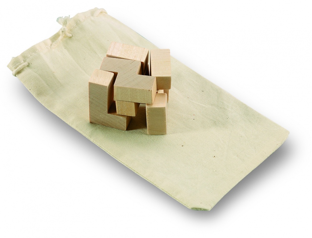 Logotrade corporate gift image of: Wooden puzzle in cotton pouch