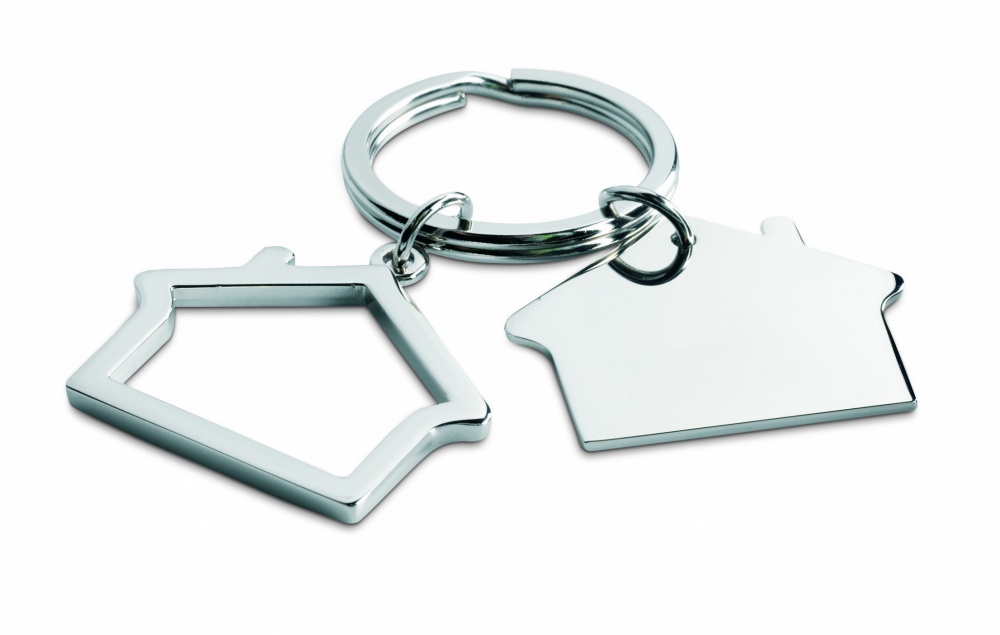 Logotrade promotional gift picture of: Metal key ring house shape Jyvaskyla