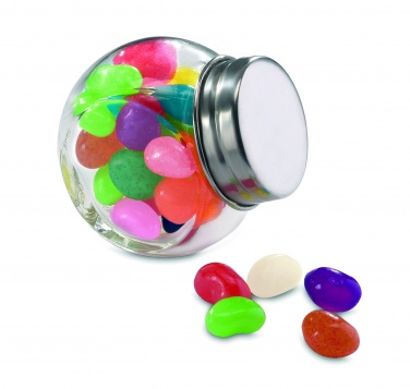 Logo trade business gifts image of: Glass jar with jelly beans