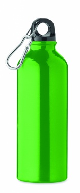 Logo trade promotional items image of: 500 ml single-walled water bottle made of recycled aluminum with a carabiner