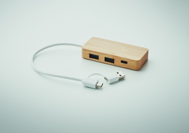 Logotrade promotional items photo of: Bamboo USB 3 ports hub