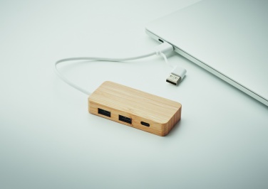 Logotrade business gift image of: Bamboo USB 3 ports hub